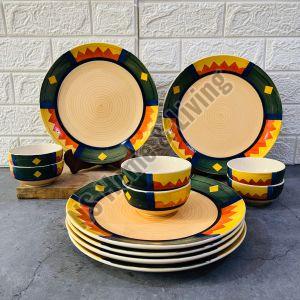 Boho Fiesta Hand Painted Ceramic Dinner Set