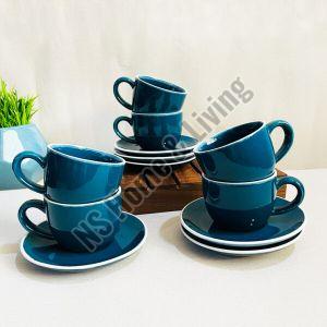 Retro Green Ceramic Tea Cup & Saucer Set