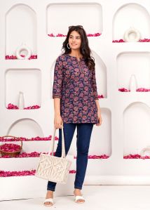 Cotton short kurta hand block printed