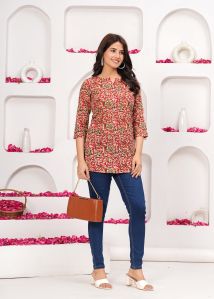 Cotton short kurta hand block printed