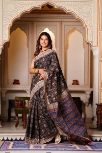 Mulmul saree hand block printed