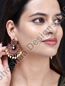 1221INSH22-2772 Silver Plated Pink Drop Earrings