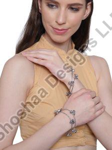 SH15-2137 Silver Plated Oxidised Bangles Set Of 4 Pcs