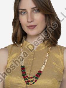 SH15-2172 Gold Plated Kundan Layered Long Necklace