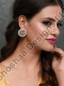 SH25-KV-ER-2999	Gold Plated Blue Kundan Studs