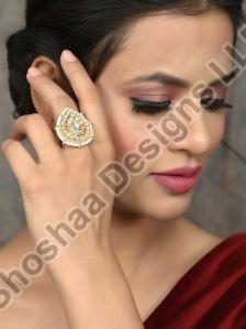 SH27-SC-FR-3300 Gold Plated Kundan Adjustable Rings