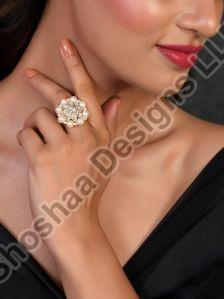 SH27-SC-FR-3301 Gold Plated Kundan Adjustable Rings