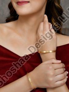 SH28-MH-BG-3426 Shoshaa Gold Plated Handcrafted Bangles Set Of 2 Pcs