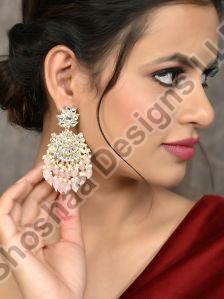 SH28-SC-ER-3339	Pink Gold Plated Kundan Drop Earrings