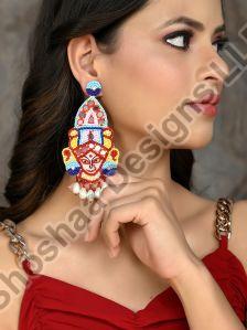 SH28-SO-ER-3357	Godess Durga Funky Fabric Drop Earrings