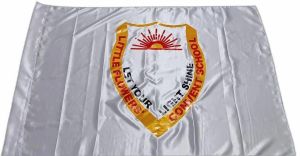 Rectangular Satin Printed White School Flag