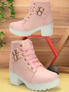 Girls High Heels Pink Boots