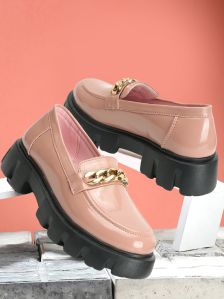 Women Peach Slip On Shoes with Metal Accent