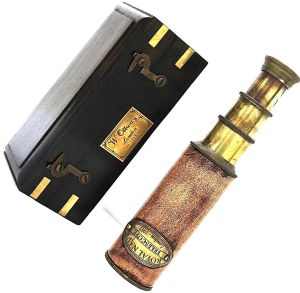 10 Inches Solid Brass Telescope with Wooden Box