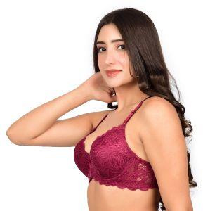 maroon padded push up bra