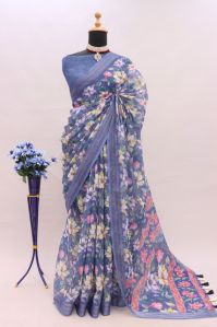 Printed Linen Saree