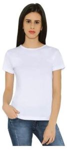 Ladies White Round Neck T-Shirt
