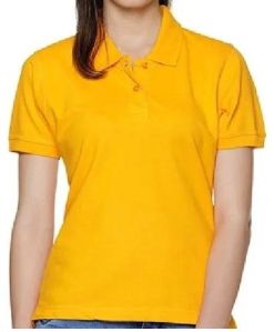 Ladies Yellow Polo Neck T-Shirt