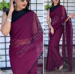 Ladies Plain Georgette Saree