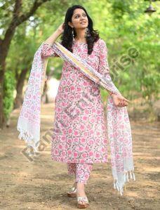 Ladies Printed Kurti Pant Set with Duppata