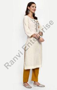 Ladies Straight Rayon Slub Kurti