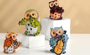 Four Musical Owl Statue Set