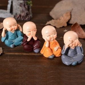 Ceramic 4 Monk Statue Set