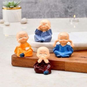 Ceramic 4 Monk Statue Set