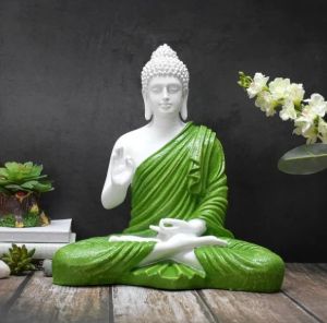 Blessing of Buddha Statue 2ft White and Green