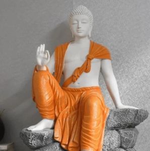 Blessing of Buddha Statue 3ft Orange and White