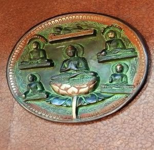 Brass Greenish Buddha Wall Hanging