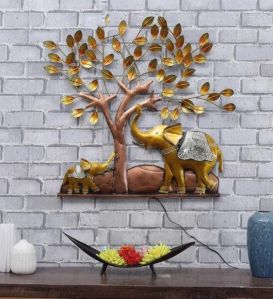 Elephant Under Tree-Metal Wall Art