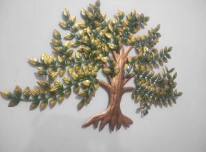 Metal Willow Green Golden Tree Wall Decor