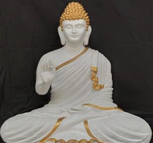 Polyresin Blessing Buddha Statue Gold&White