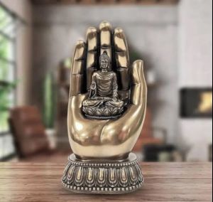 Polyresin Metal Furnished Buddha Showpiece Bronze Shade