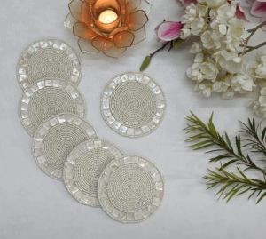 Stylish Hand-Beaded Round Coasters