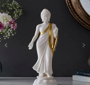 White Polyresin Buddha Standing Statue