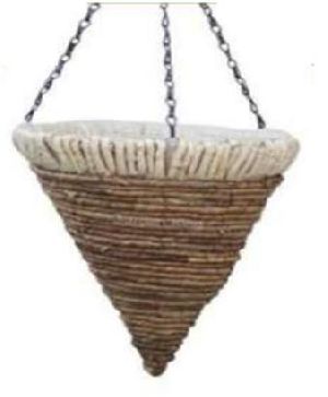 12 Inch Cone Design Natural Basket with Plastic Lining