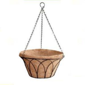 14 Inch Gothic Round Hanging Basket with Chain & Coco Liner