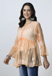 Beige Georgette Short Kurti