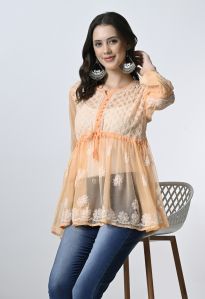 Beige Georgette Short Kurti