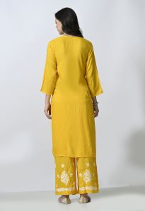 Yellow Viscose Kurta Palazzo Set