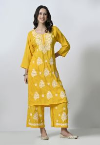 Yellow Viscose Kurta Palazzo Set