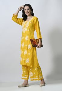 Yellow Viscose Kurta Palazzo Set