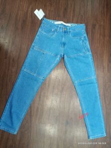 Mens Blue Cargo Denim Jeans