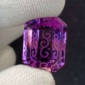Amethyst Fantasy Cut Octagon Gemstone
