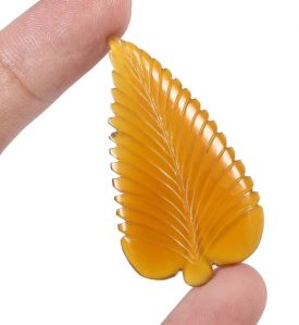 Leaf Shape Orange Chalcedony Carving Gemstone