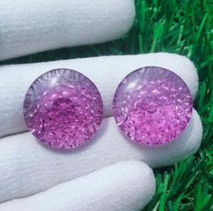 Natural Amethyst Carving Gemstone Earring