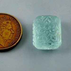 Natural Aquamarine Carving Octagon Gemstone