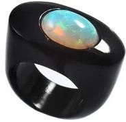 Natural Black Onyx Opal Gemstone Ring